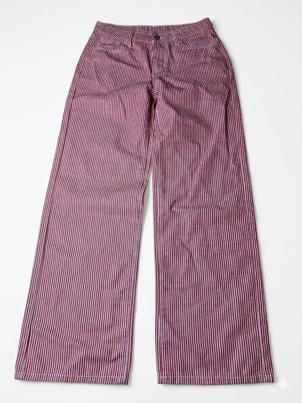 Wide Leg Striped Pants in Burgundy